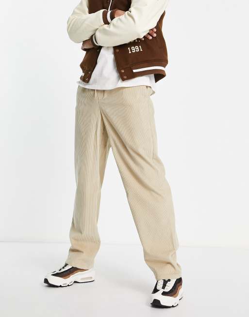 ASOS DESIGN - Ruimvallende corduroy broek in beige