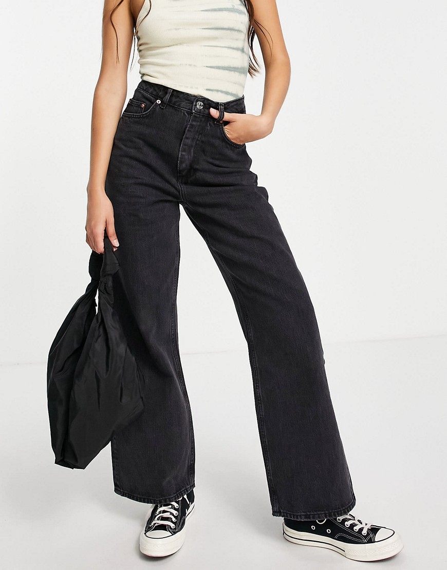 ASOS DESIGN - 'Ruimvallende' dad jeans met hoge taille in zwarte wassing