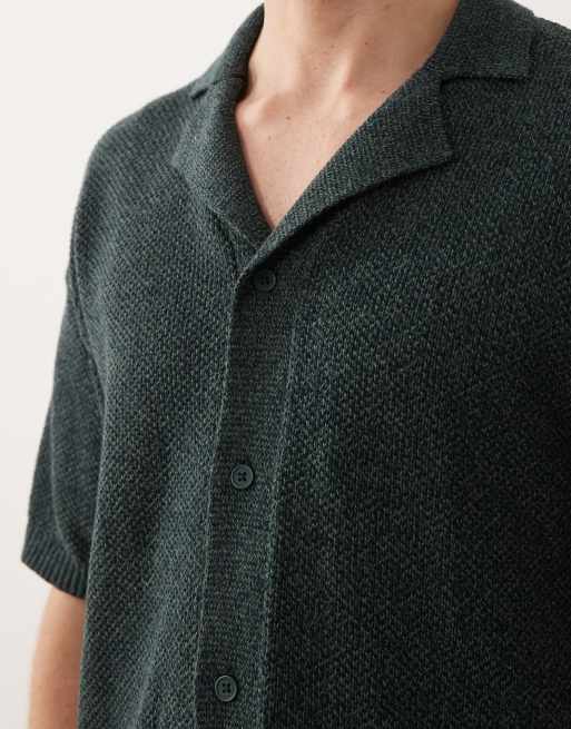 ASOS DESIGN - Ruimvallende gebreide polo in gemêleerd groen, deel van co-ord set, 5 van 5