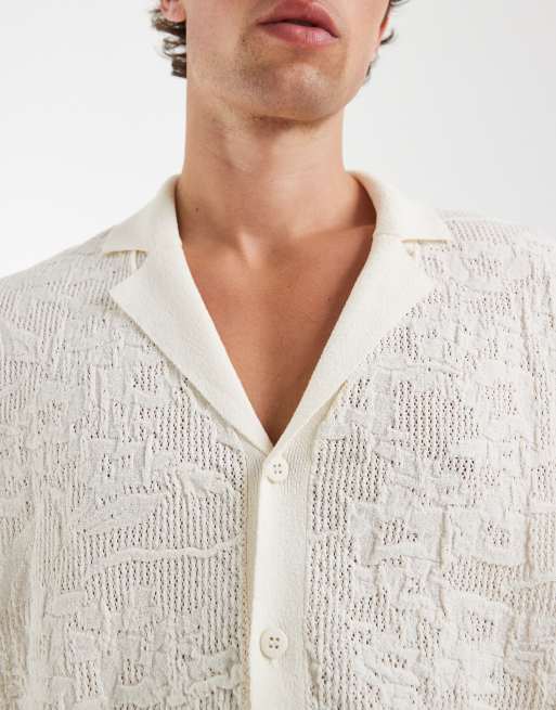 ASOS DESIGN - Ruimvallende gebreide polo met knoopsluiting en bloementextuur, 4 van 5