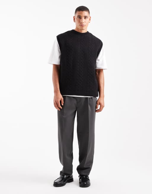 ASOS DESIGN - Ruimvallende gebreide spencer met kabels in zwart, 2 van 5