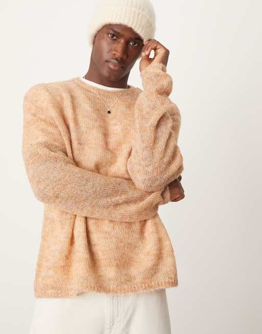 ASOS DESIGN - Ruimvallende gebreide trui in gemêleerd stone