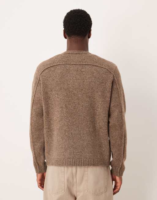 ASOS DESIGN - Ruimvallende gebreide trui met henley hals in bruin, 3 van 5
