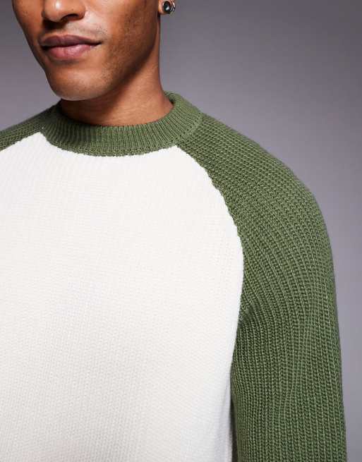 ASOS DESIGN - Ruimvallende gebreide trui met ronde hals en lange raglanmouwen in crème