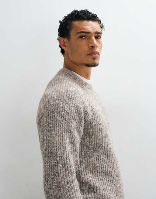 ASOS DESIGN ruimvallende gebreide trui met ronde hals in bruin, 3 van 5