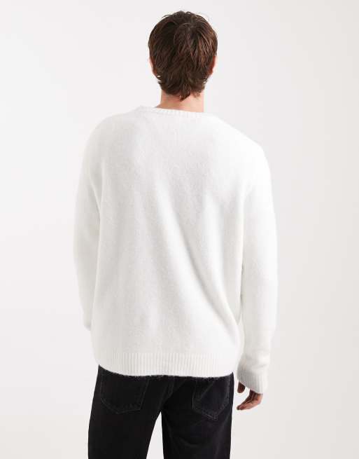 ASOS DESIGN - Ruimvallende gebreide trui met ronde hals in ecru, 3 van 5