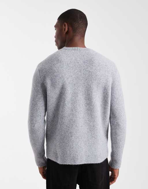 ASOS DESIGN - Ruimvallende gebreide trui met ronde hals in gemêleerd grijs, 3 van 5