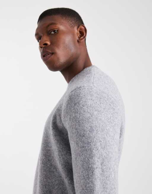 ASOS DESIGN - Ruimvallende gebreide trui met ronde hals in gemêleerd grijs, 4 van 5