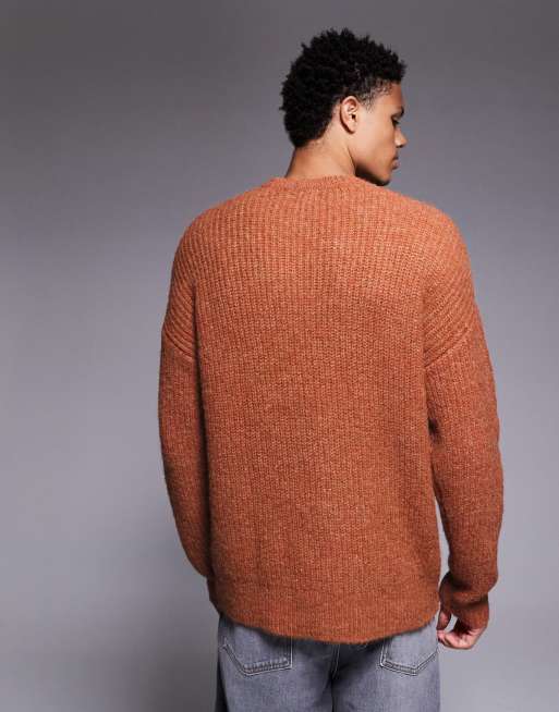 ASOS DESIGN - Ruimvallende gebreide trui met ronde hals in roestkleur, 3 van 5