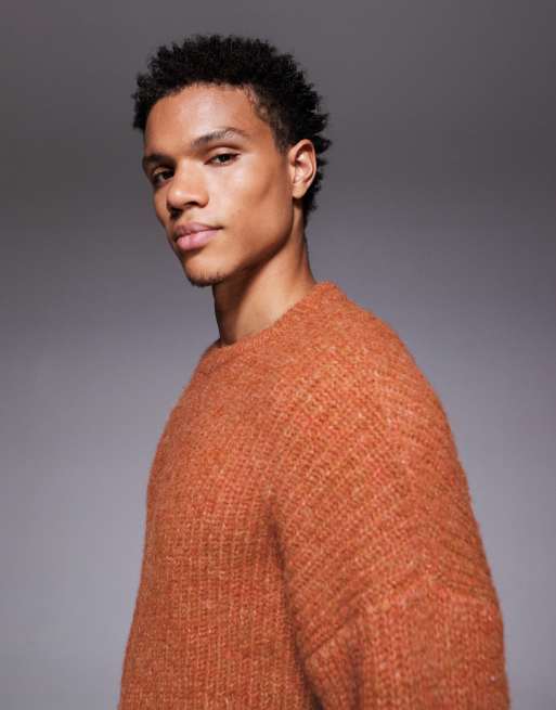 ASOS DESIGN - Ruimvallende gebreide trui met ronde hals in roestkleur, 4 van 5