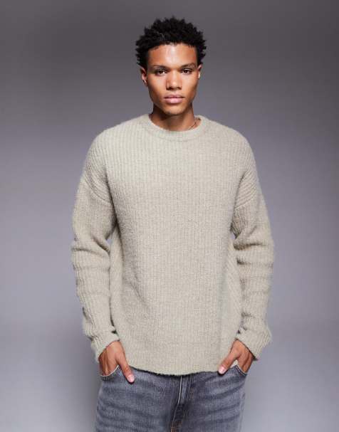 ASOS DESIGN - Ruimvallende gebreide trui met ronde hals in saliegroen - view 1