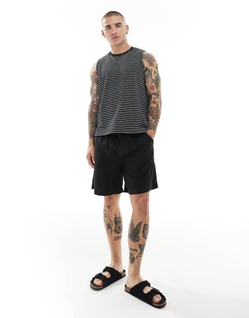 ASOS DESIGN - Ruimvallende gestreepte tanktop met rechte pasvorm in zwart-wit, 2 van 4