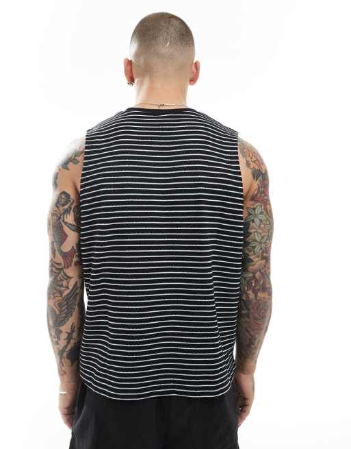 ASOS DESIGN - Ruimvallende gestreepte tanktop met rechte pasvorm in zwart-wit, 4 van 4