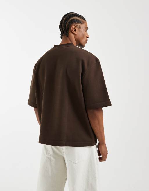 ASOS DESIGN - Ruimvallende henley top met 3/4 mouwen in bruin, 3 van 5