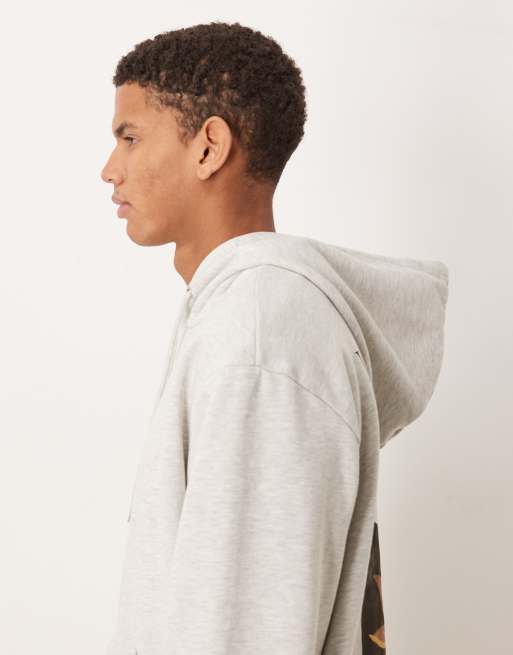 ASOS DESIGN - Ruimvallende hoodie met bloemenprint in grijs, 4 van 5