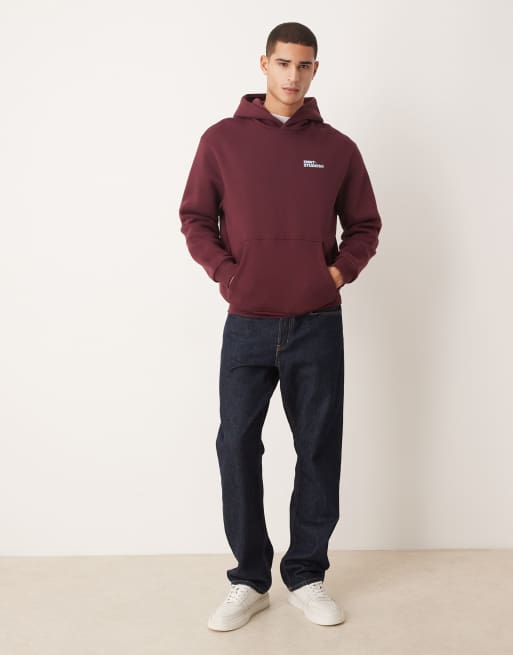 ASOS DESIGN - Ruimvallende hoodie met logoprint in bordeauxrood, 2 van 5