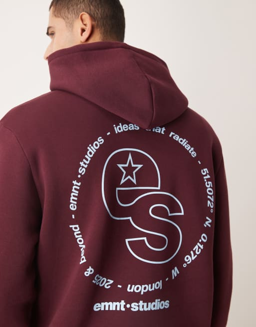 ASOS DESIGN - Ruimvallende hoodie met logoprint in bordeauxrood, 5 van 5