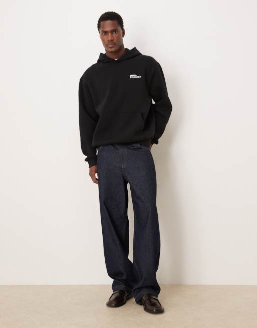 ASOS DESIGN - Ruimvallende hoodie met logoprint in zwart, 2 van 5