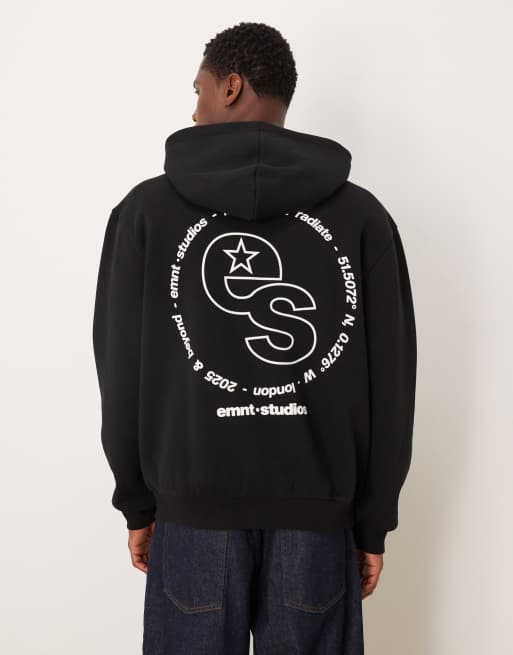 ASOS DESIGN - Ruimvallende hoodie met logoprint in zwart, 3 van 5