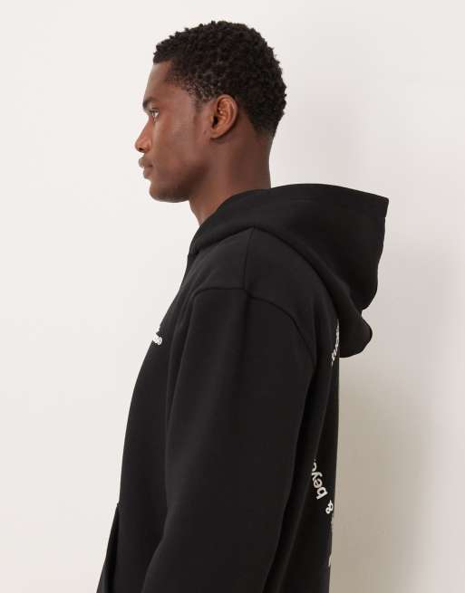 ASOS DESIGN - Ruimvallende hoodie met logoprint in zwart, 4 van 5
