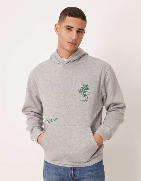 ASOS DESIGN - Ruimvallende hoodie met Picasso-print in grijs - view 1