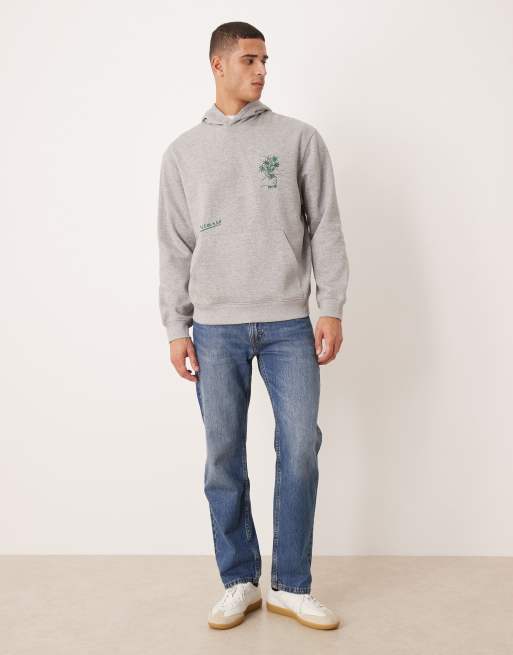 ASOS DESIGN - Ruimvallende hoodie met Picasso-print in grijs, 2 van 5
