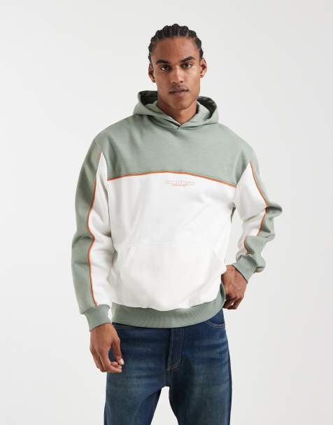 ASOS DESIGN - Ruimvallende hoodie met print en inzetstukken in groen - view 1