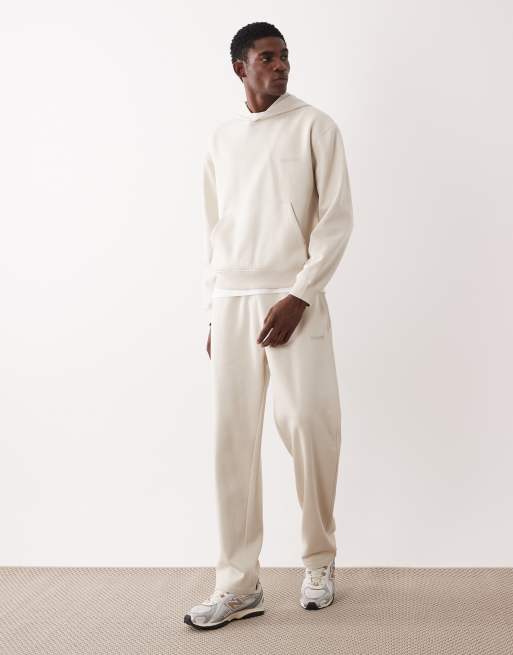 ASOS DESIGN - Ruimvallende hoodie met print in beige, deel van co-ord set, 2 van 5