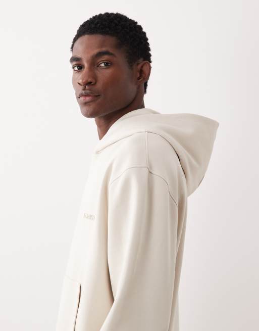 ASOS DESIGN - Ruimvallende hoodie met print in beige, deel van co-ord set, 4 van 5