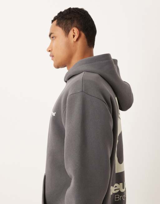 ASOS DESIGN - Ruimvallende hoodie met print in donkergrijs