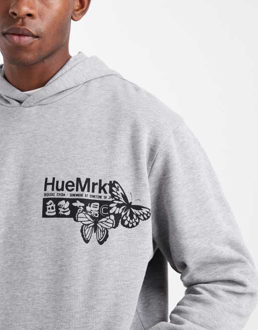 ASOS DESIGN - Ruimvallende hoodie met print in gemêleerd grijs, 5 van 5