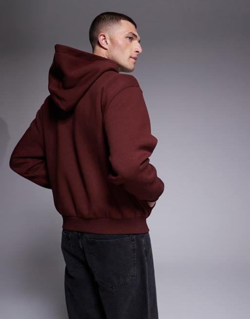 ASOS DESIGN - Ruimvallende hoodie met print op de borst in bruin, 3 van 5