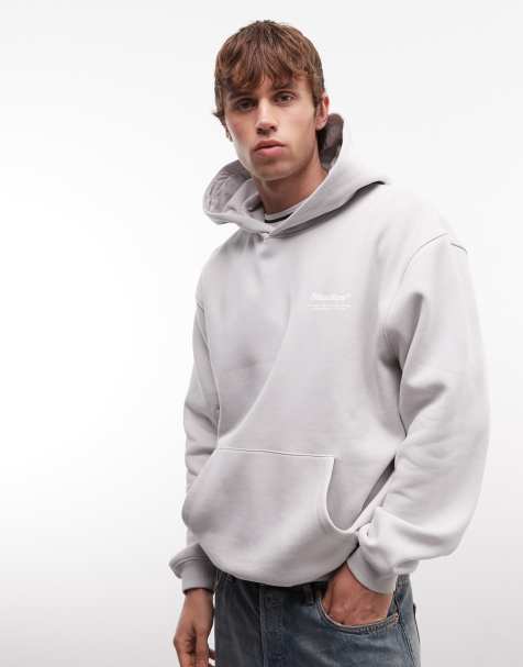 ASOS DESIGN - Ruimvallende hoodie met tekstprint in grijs - view 1