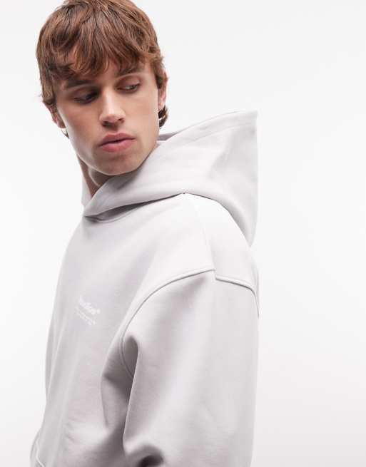 ASOS DESIGN - Ruimvallende hoodie met tekstprint in grijs, 5 van 5