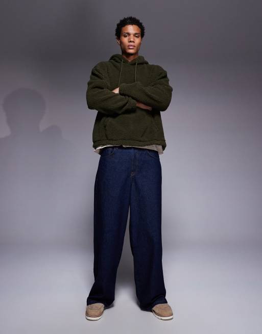 ASOS DESIGN - Ruimvallende hoodie van borg in donkergroen , 2 van 5