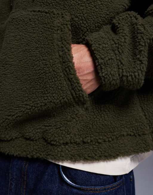 ASOS DESIGN - Ruimvallende hoodie van borg in donkergroen , 5 van 5