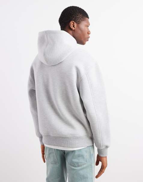 ASOS DESIGN - Ruimvallende hoodie van zware scuba-achtige stof in gemêleerd grijs - view 1