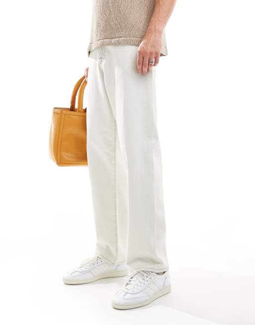 ASOS DESIGN - Ruimvallende jeans in ecru