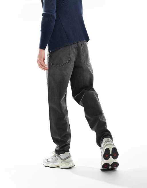 ASOS DESIGN - Ruimvallende jeans met figuurnaden in zwart met wassing, 3 van 5