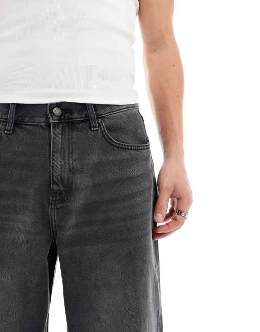ASOS DESIGN - Ruimvallende jeans met figuurnaden in zwart met wassing, 5 van 5