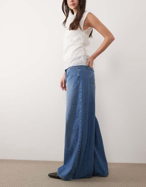ASOS DESIGN - Ruimvallende jeans met lage taille in middenblauw, 3 van 5