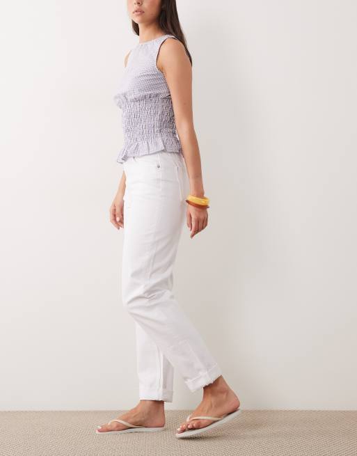ASOS DESIGN - Ruimvallende jeans met omgeslagen zoom in wit, 3 van 5