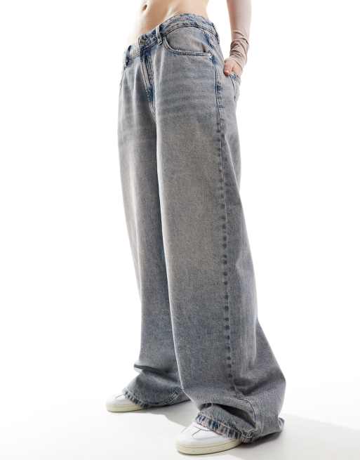 ASOS DESIGN - Ruimvallende jeans met wijde pijpen in roze getinte wassing 
