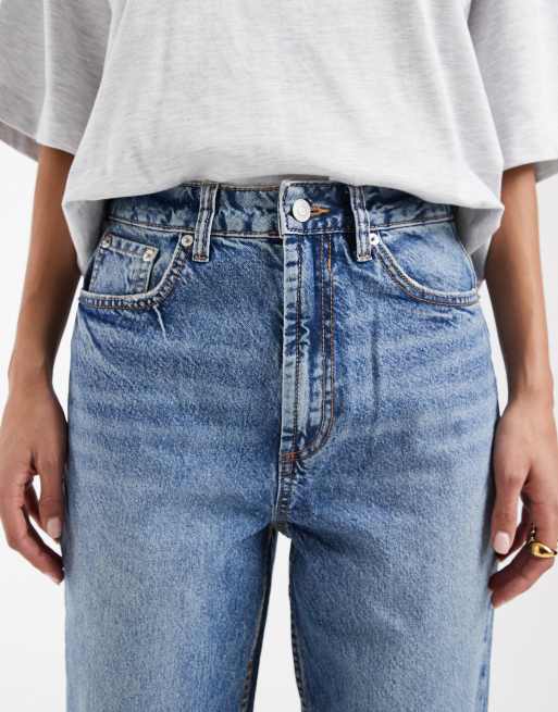 ASOS DESIGN - Ruimvallende mom jeans met hoge taille in middenblauw, 5 van 5