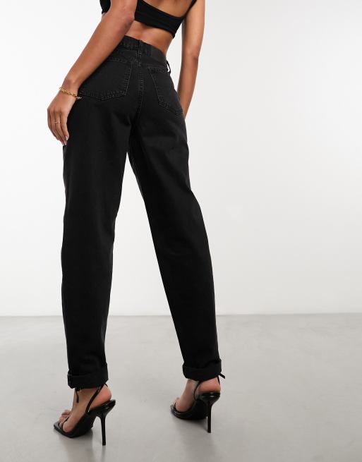 ASOS DESIGN - Ruimvallende mom jeans met hoge taille in zwart, 3 van 5