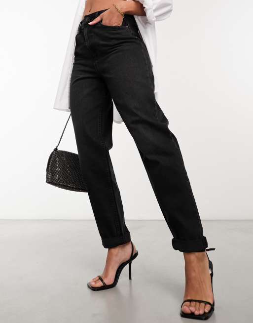 ASOS DESIGN - Ruimvallende mom jeans met hoge taille in zwart, 5 van 5