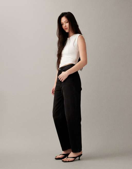 ASOS DESIGN - Ruimvallende mom jeans met hoge taille in zwart, 2 van 7