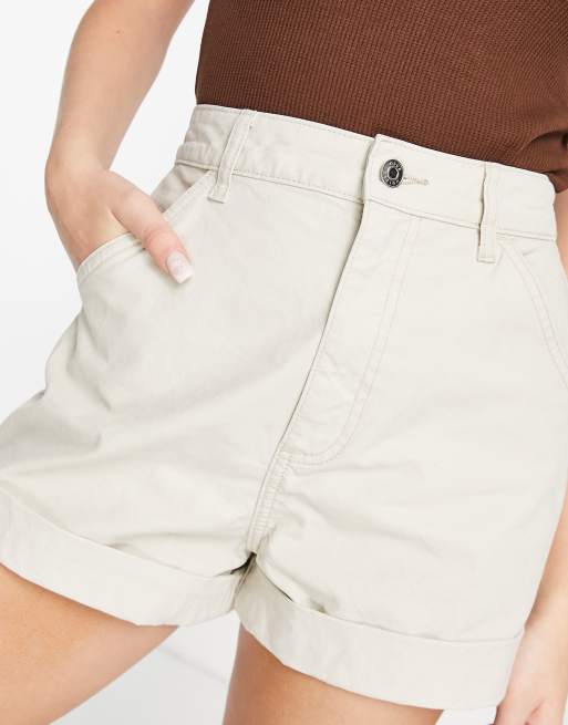 ASOS DESIGN - Ruimvallende mom short in stone met wassing, 3 van 4