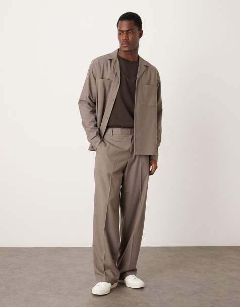 ASOS DESIGN - Ruimvallende nette co-ord set in beige flanel - view 1