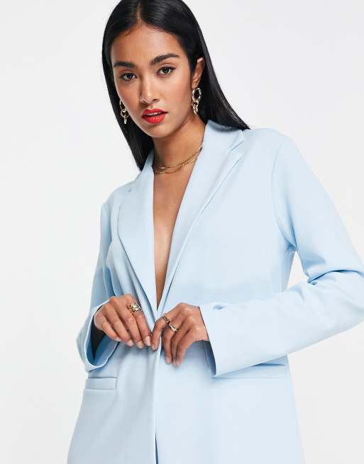 ASOS DESIGN - Ruimvallende, nette jersey blazer in lichtblauw, 3 van 4